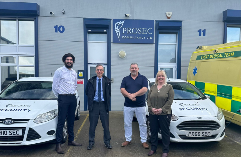 Photo: Andrew with Mike Brookes, Andy Lister and Sue Ashford at Prosec.
