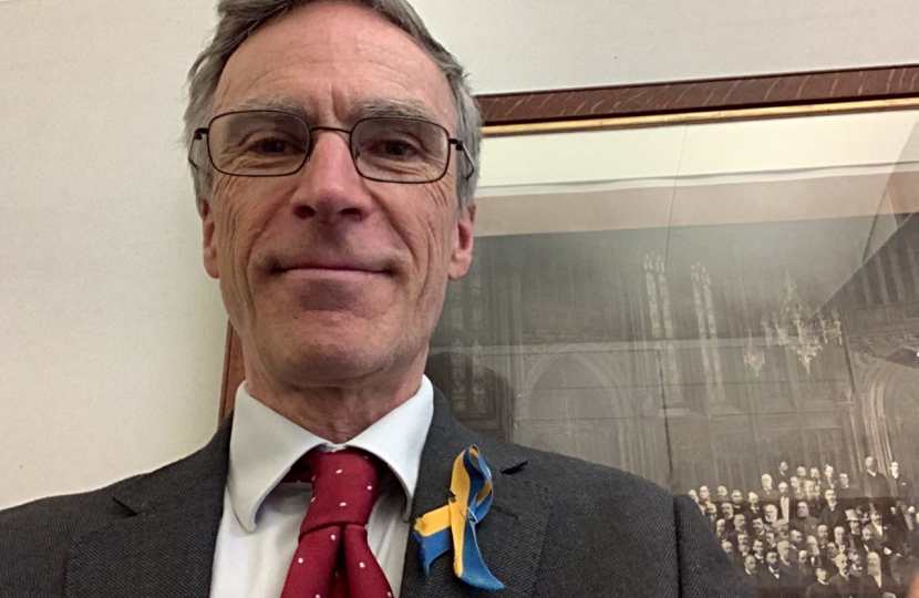 Rt Hon Dr Andrew Murrison MP wearing the pin in support of Ukraine
